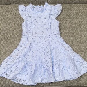 Janie and Jack Pale Blue Floral Lace Dress with Ruffle Cap Sleeves
